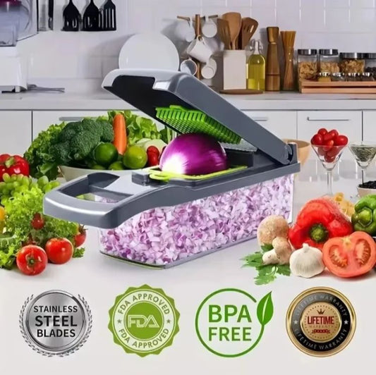 Multi functional Vegetable Chopper - Vegetable Cutter - Fruit Cutter- Chopper - Easy To Use - Slicer - Vegetable Chopper - 16 in 1 - Cutter - Manual Chopper - Slicer Cutter - Vegetable Cutter And Slicer