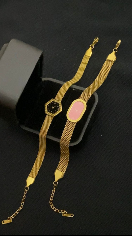 Elegant Golden Mesh Strap Ladies Watch with Stylish Oval Dial ✨