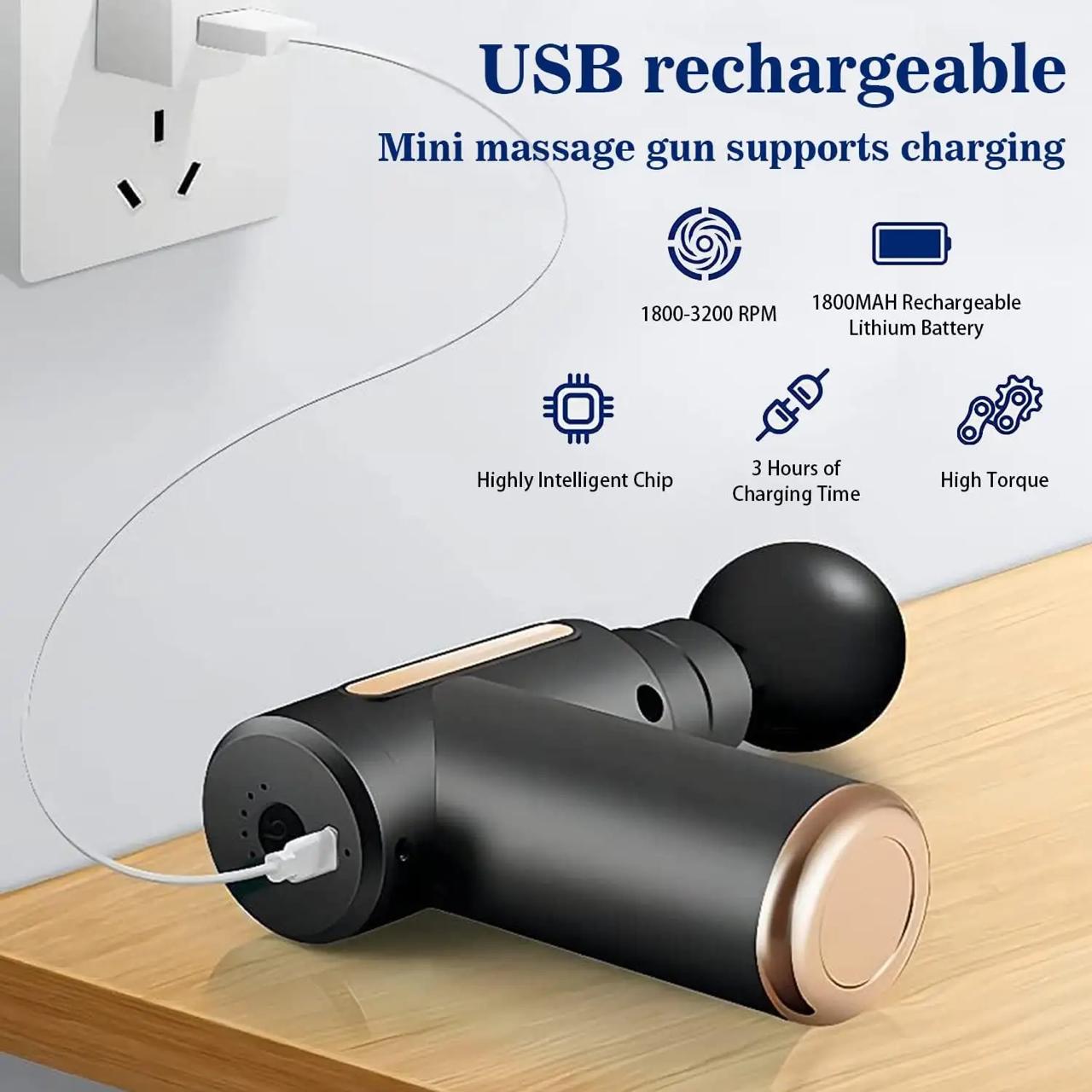 Premium USB Rechargeable Deep Tissue Massager with Multi-Adj Pads & Long Battery Life