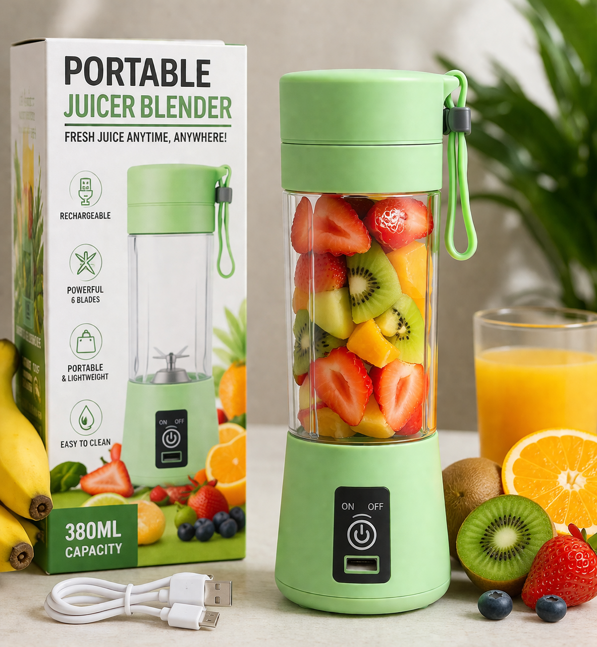 Portable Juicer Blender – Fresh Juice Anywhere, Anytime (USB Rechargeable)